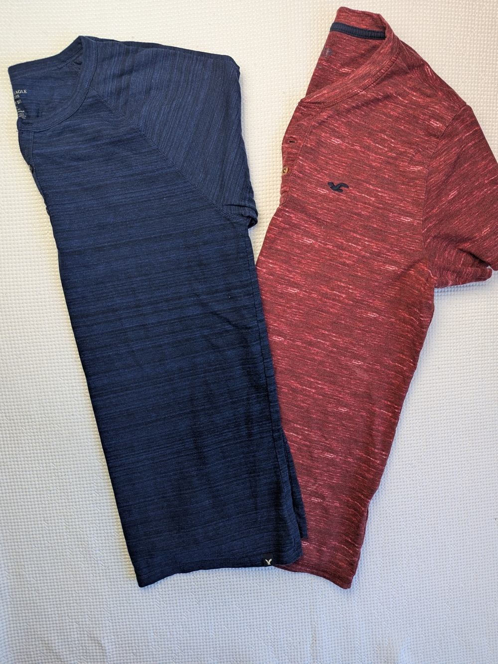 Hollister & American Eagle Men's Rust & Navy Super Soft Henley Casual Shirts